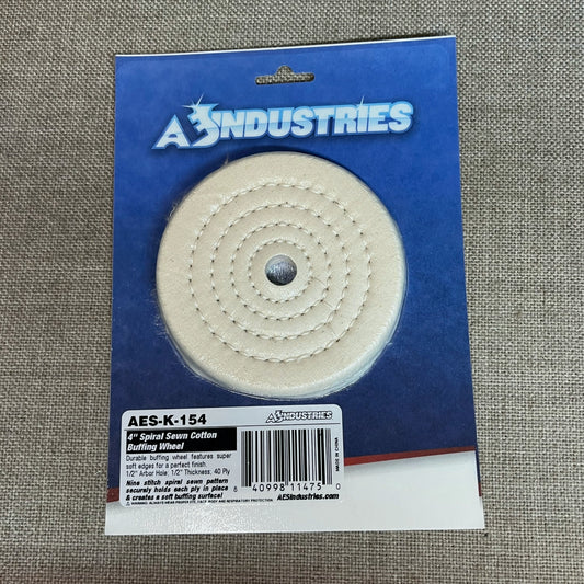 AES Industries 4" Spiral Sewn Cotton Buffing Wheel AES-K-154