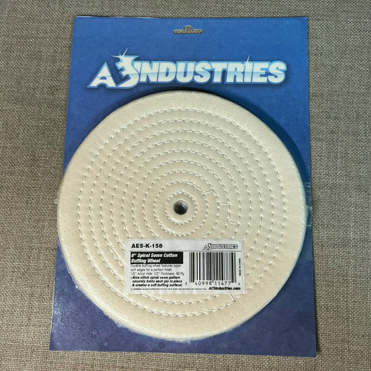 AES Industries 8" Spiral Sewn Cotton Buffing Wheel AES-K-158