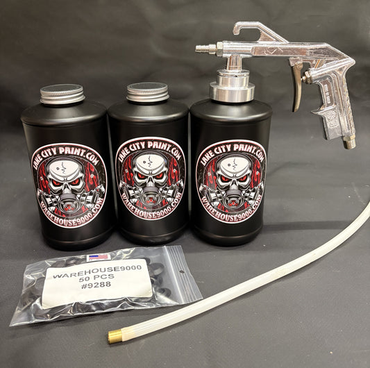 Semi Pro Undercoating Gun, Straight Wand, 3 B Quart Bottles, and 50 Rust Plugs