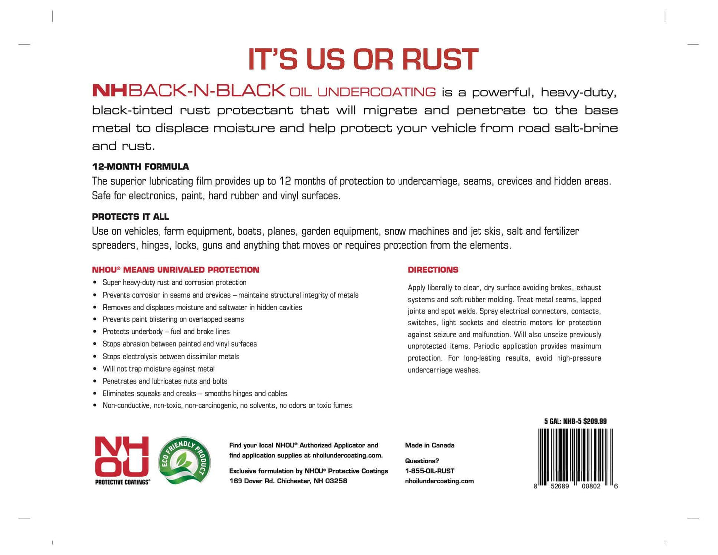 NH Oil Protective Coatings NHBACK-N-BLACK Rust Prevention Spray 1 Gallon