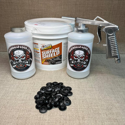 Gallon PB Blaster Surface Shield, Standard Undercoating Spray Gun, 2 White Quart Bottles, and 50 Rust Plugs