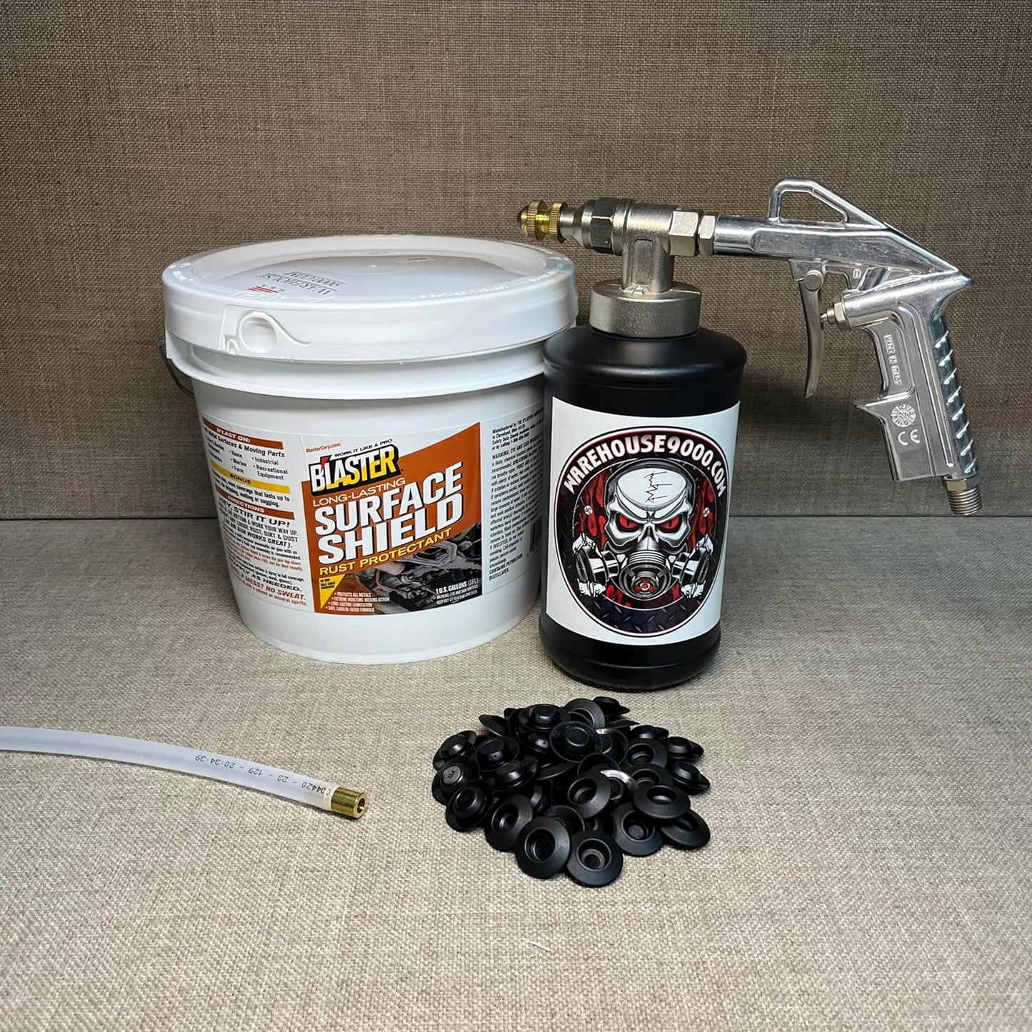 Gallon PB Blaster Surface Shield, with Pro Undercoating Spray Gun, Straight Wand, 1 Quart Bottle, and 50 Rust Plugs