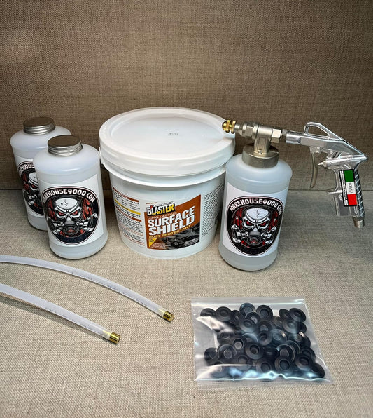 Gallon PB Blaster Surface Shield, Pro Undercoating Spray Gun, 2 Wands, 3 Quart Bottles, and 50 RP