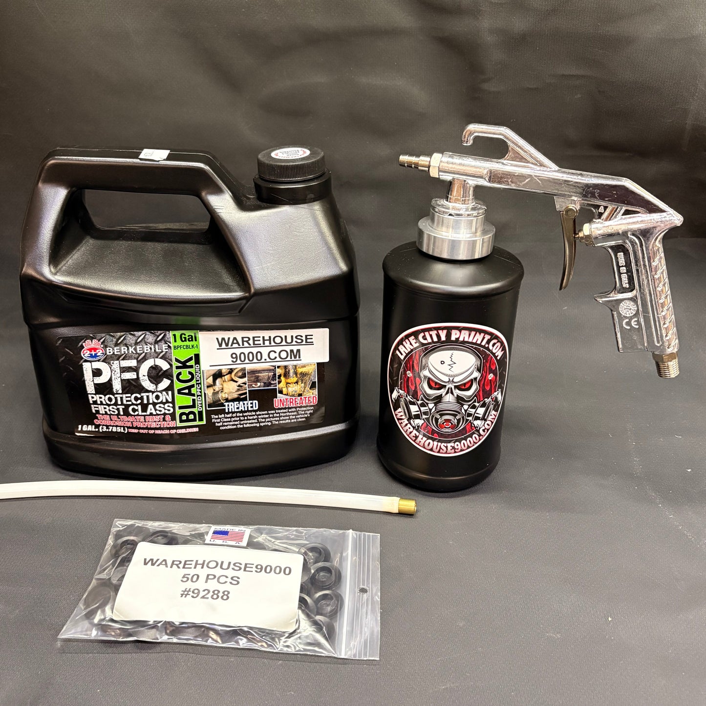 Gal. PFC Black, Semi Pro Undercoating Gun, 1 Wand, 1 B Qt. Bottle, and 50 Rust Plugs