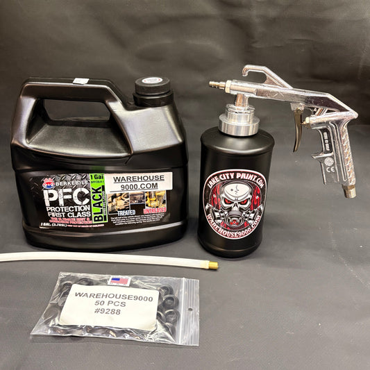 Gal. PFC Black, Semi Pro Undercoating Gun, 1 Wand, 1 B Qt. Bottle, and 50 Rust Plugs