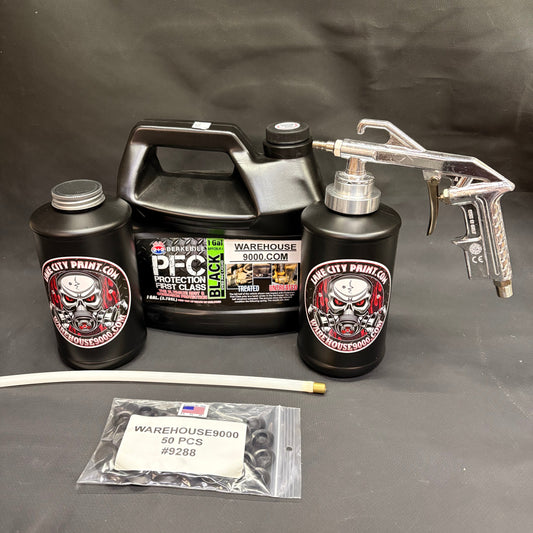 Gal. PFC Black, Semi Pro Undercoating Gun, 1 Wand, 2 B Qt. Bottles, and 50 Rust Plugs