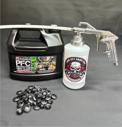 Gal. PFC Black, Semi Pro Undercoating Gun, 1 Wand, 1 W Qt. Bottle, and 50 Rust Plugs