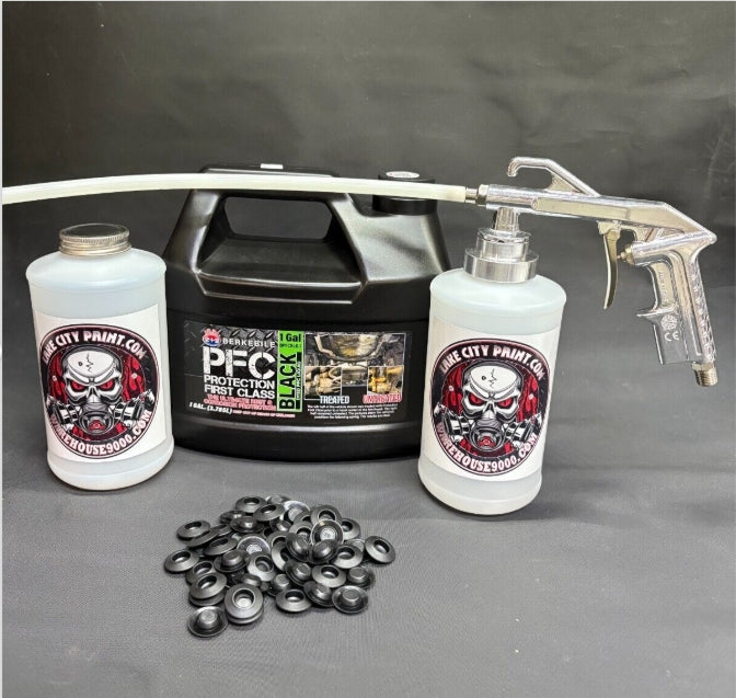 Gal. PFC Black, Semi Pro Undercoating Gun, 1 Wand, 2 W Qt. Bottles, and 50 Rust Plugs