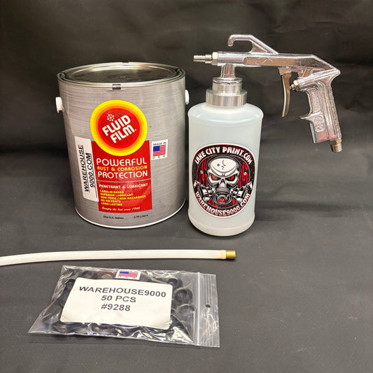 Gal. Fluid Film Amber, Semi Pro Undercoating Gun, 1 Wand, 1 W Qt. Bottle, and 50 Rust Plugs