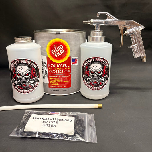 Gal. Fluid Film Amber, Semi Pro Undercoating Gun, 1 Wand, 2 W Qt. Bottles, and 50 Rust Plugs