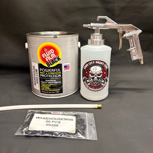 Gal. Fluid Film Black, Semi Pro Undercoating Gun, 1 Wand, 1 W Qt. Bottle, and 50 Rust Plugs