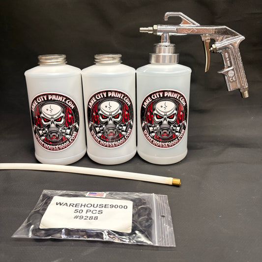 Semi Pro Undercoating Gun, Straight Wand, 3 W Quart Bottles, and 50 Rust Plugs