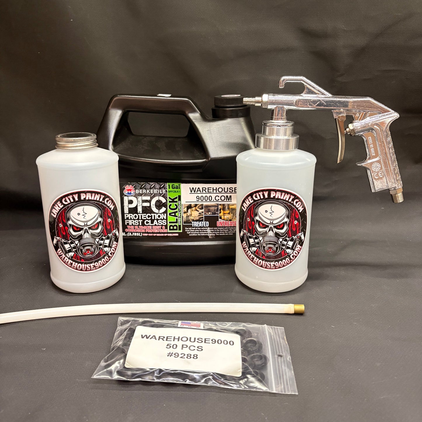 Gal. PFC Black, Semi Pro Undercoating Gun, 1 Wand, 2 W Qt. Bottles, and 50 Rust Plugs