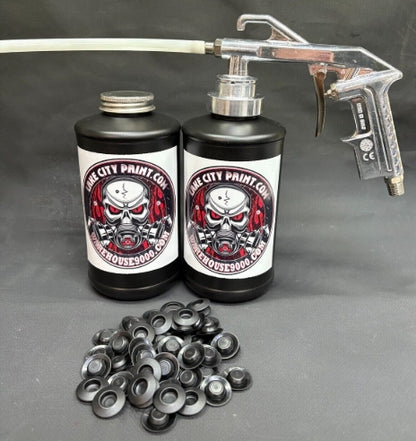 Semi Pro Undercoating Gun, Straight Wand, 2 B Quart Bottles, and 50 Rust Plugs