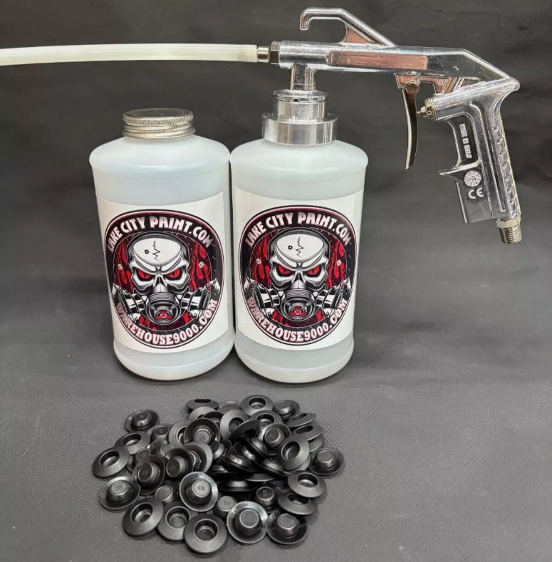 Semi Pro Undercoating Gun, Straight Wand, 2 W Quart Bottles, and 50 Rust Plugs