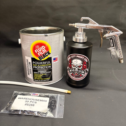 Gal. Fluid Film Black, Semi Pro Undercoating Gun, 1 Wand, 1 B Qt. Bottle, and 50 Rust Plugs