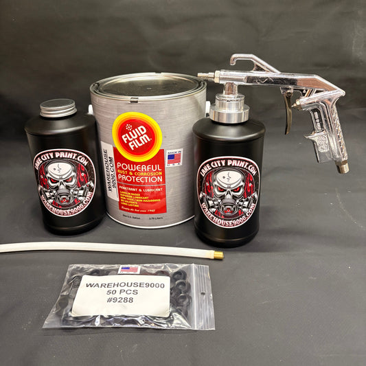 Gal. Fluid Film Amber, Semi Pro Undercoating Gun, 1 Wand, 2 B Qt. Bottles, and 50 Rust Plugs