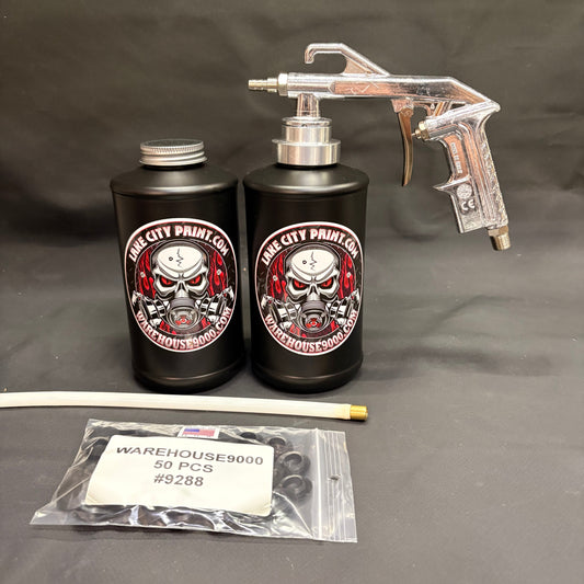 Semi Pro Undercoating Gun, Straight Wand, 2 B Quart Bottles, and 50 Rust Plugs