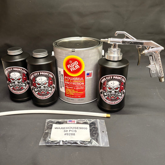 Gal. Fluid Film Amber, Semi Pro Undercoating Gun, 1 Wand, 3 B Qt. Bottles, and 50 Rust Plugs