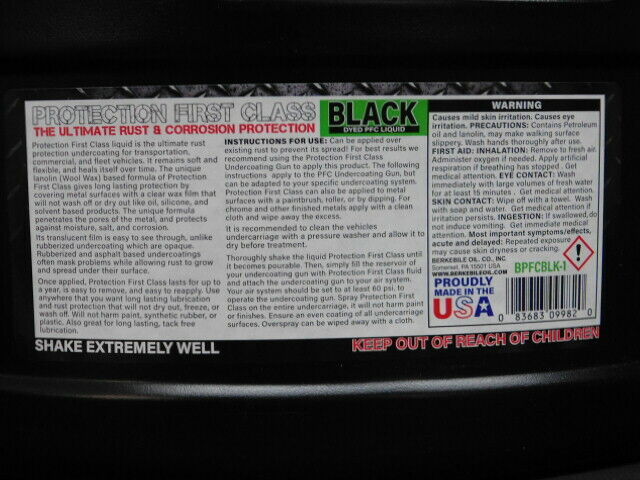 1 Gallon PFC Black, Standard Economy Undercoating Spray Gun, 1 Quart Bottle, and 50 Rust Plugs