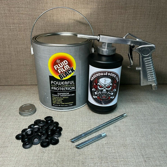 Gallon Fluid Film Black Undercoat with Standard Spray Gun, Qt Bottle, 25 plugs