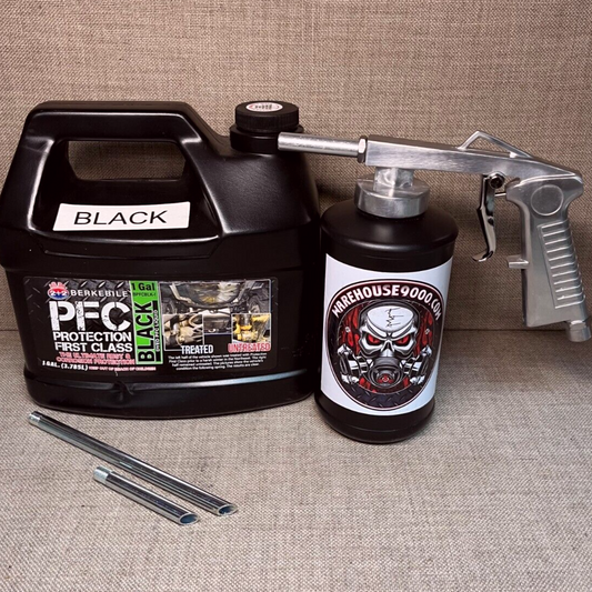 Gallon PFC Black, Standard Undercoating Gun, and 1 Black Quart Bottle